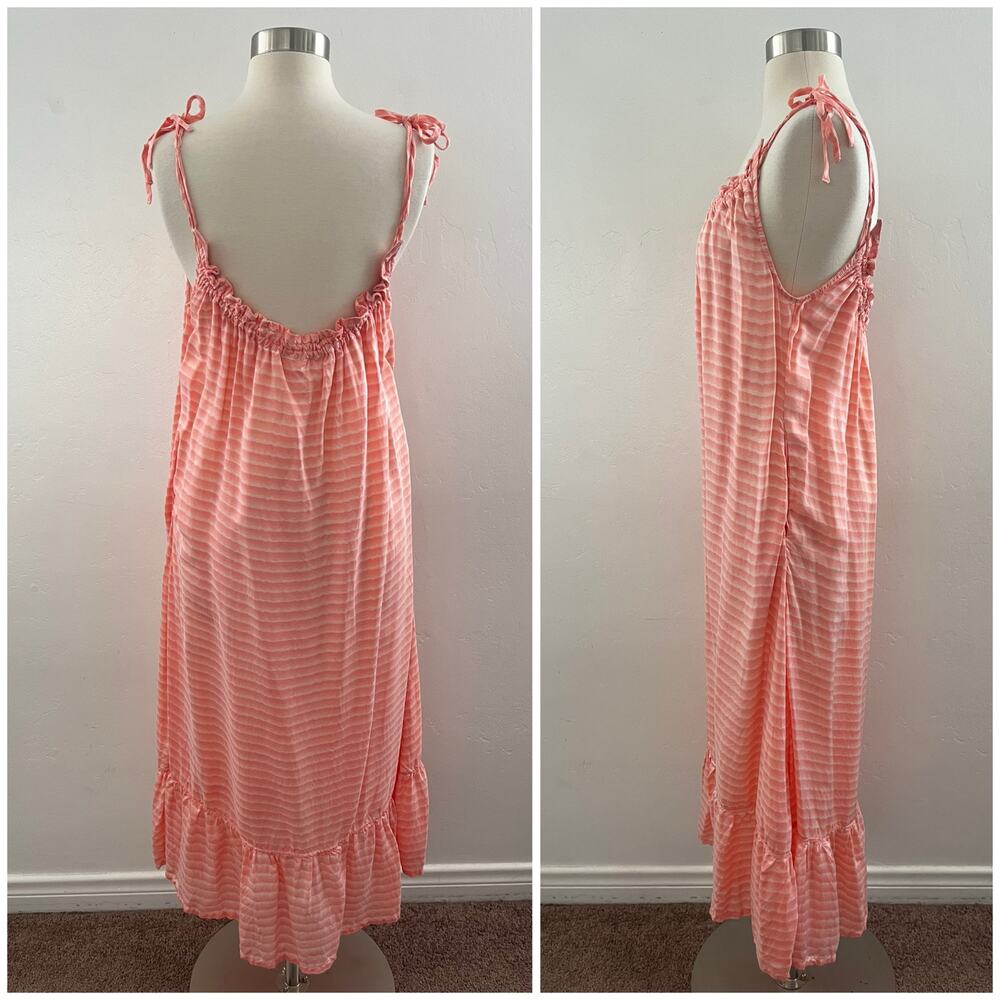 Reistor Raspberry Sorbet Dress Women's XS/S in Sunrise Stripes Midi Quiet Luxury - Picture 2 of 8